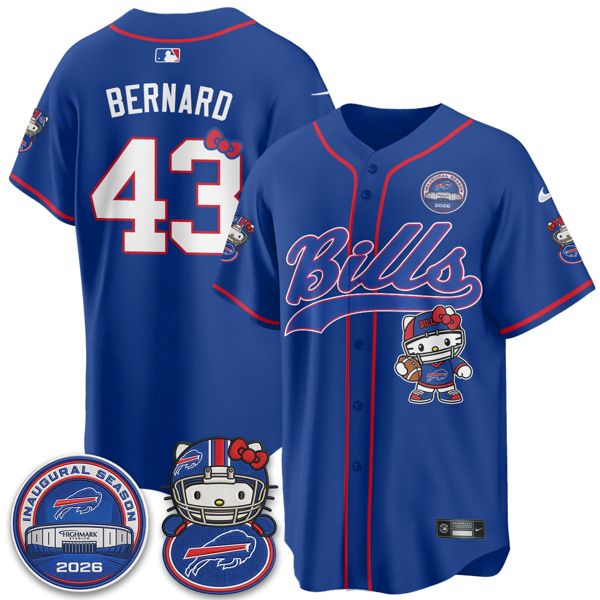 Buffalo Bills x Meow  Vapor Baseball Jersey - Stitched