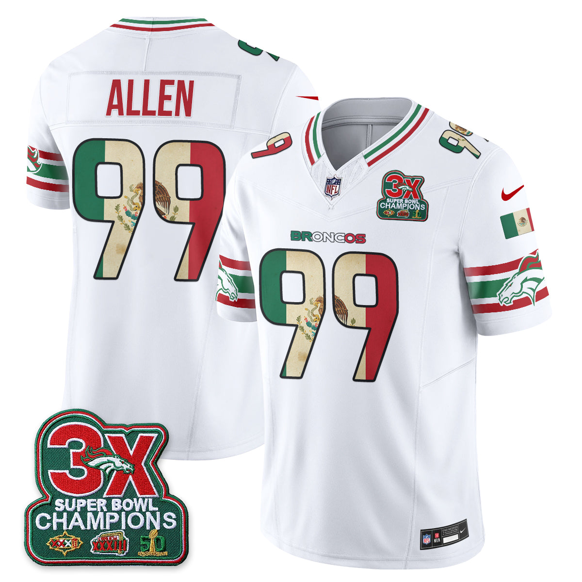 Denver Broncos Mexico Edition Vapor Jersey - Stitched
