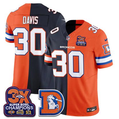 Denver Broncos Throwback Split Vapor Jersey - Stitched