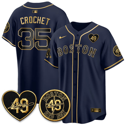 BOS Tim Wakefield Memorial Patch Vaper Premier Limited Gold Edition Jersey - All Stitched