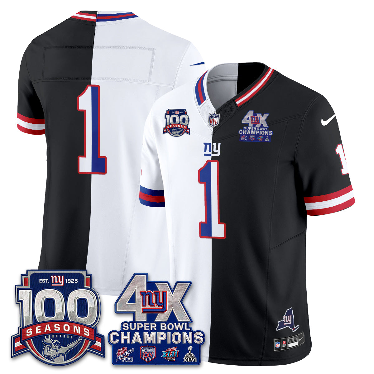 NYG 4X SBowl Split Edition Vapor Jersey - Stitched