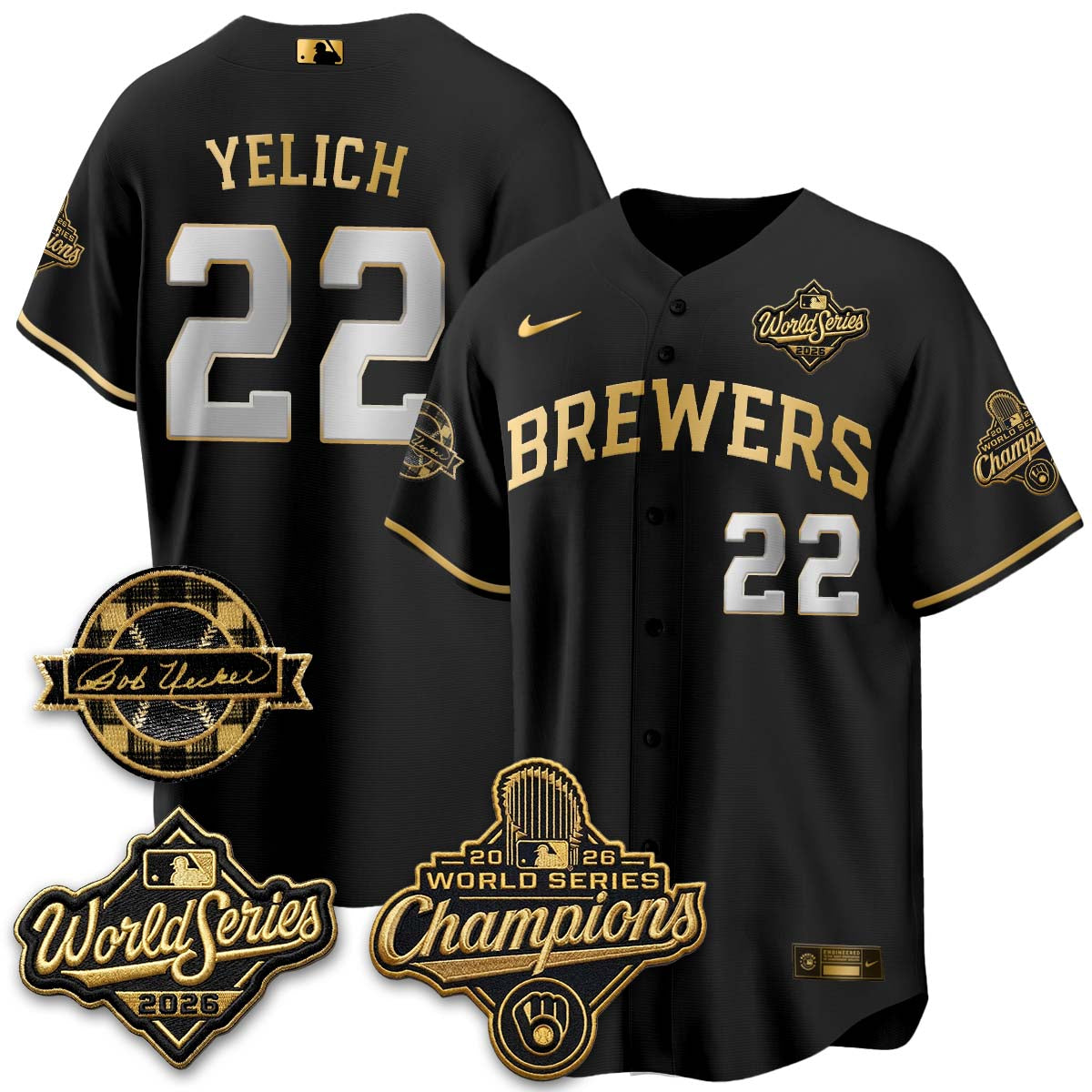 MIL 2026 WS Champions - Bob Uecker Patch Vapor Jersey - Stitched (TT)