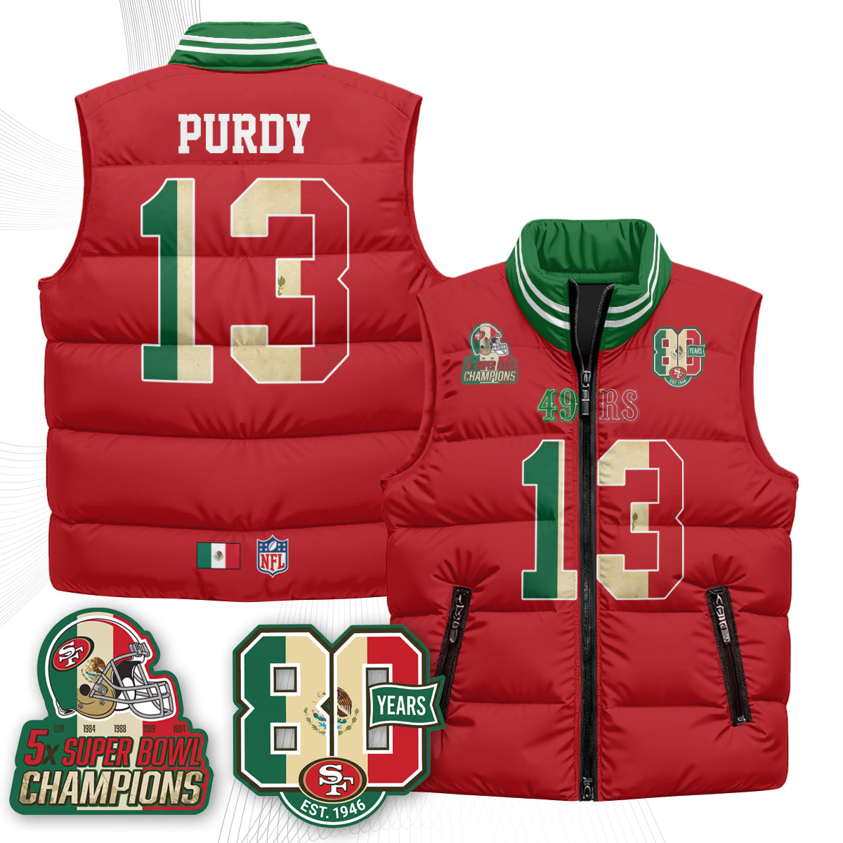 SF Mexico Style Puffer Vest - Printed