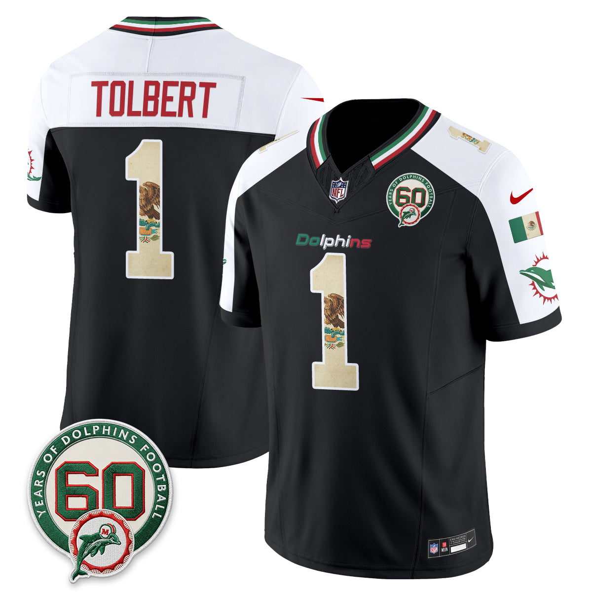 Miami Dolphins Mexico Edition Vapor Jersey - Stitched