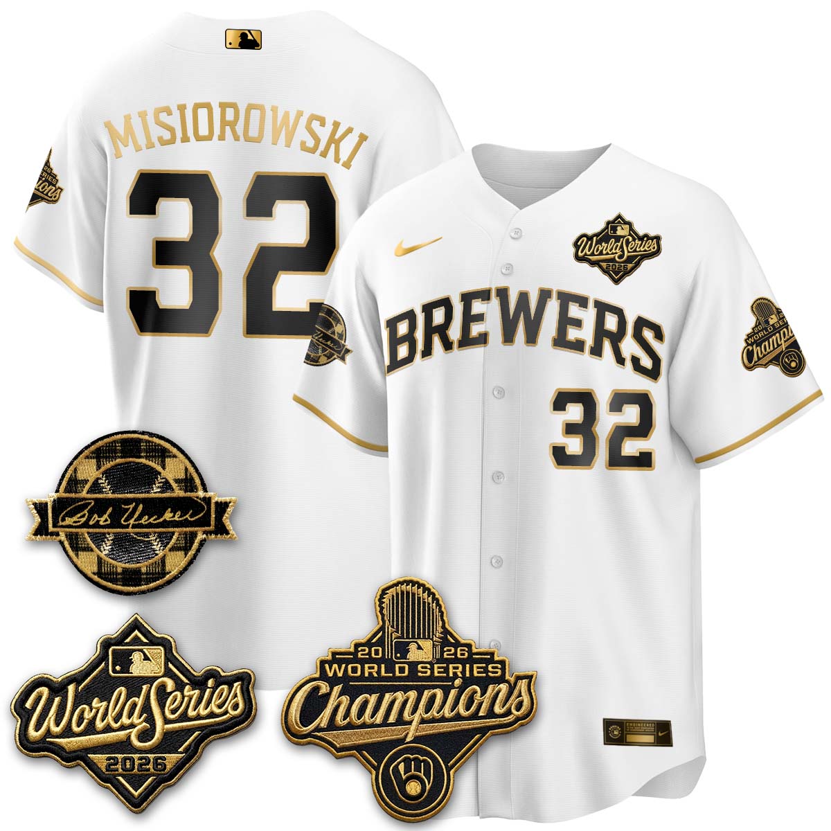 MIL 2026 WS Champions - Bob Uecker Patch Vapor Jersey - Stitched (TT)