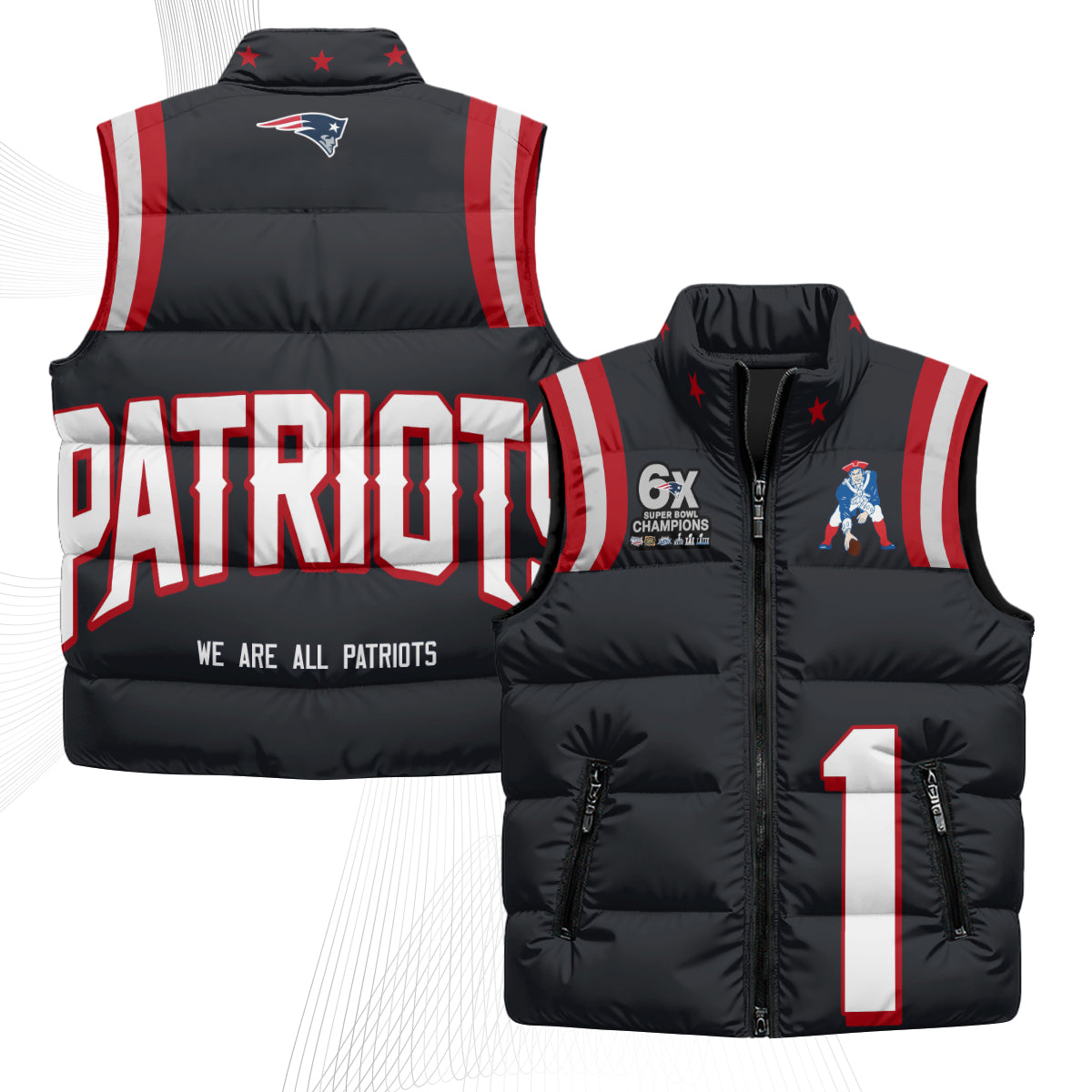 New England Patriots Rivalries Puffer Vest - Printed