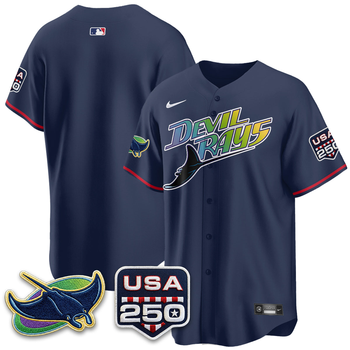 Tampa Bay Rays Independence Day USA 2026 City Connect Vapor Jersey - Stitched