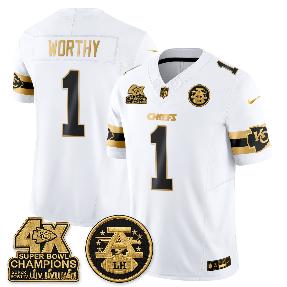 KC 4X Champs Gold Edition Vapor Jersey - Stitched