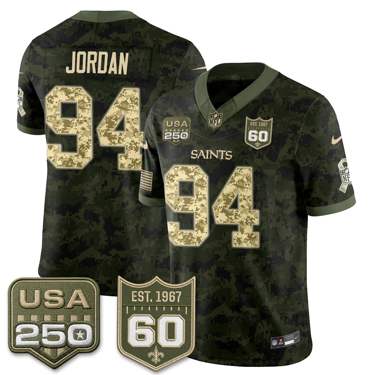 New Orleans Saints 2026 Salute to Service Vapor Jersey - Stitched