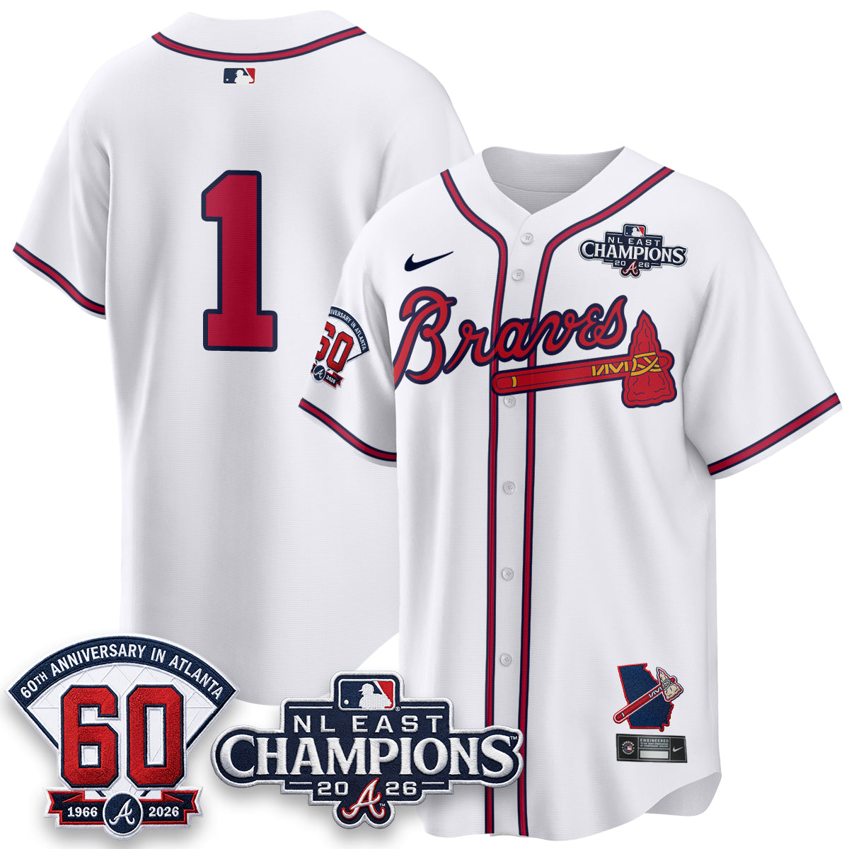 Atlanta Braves 2026 NL East Champs Vapor Jersey - Stitched