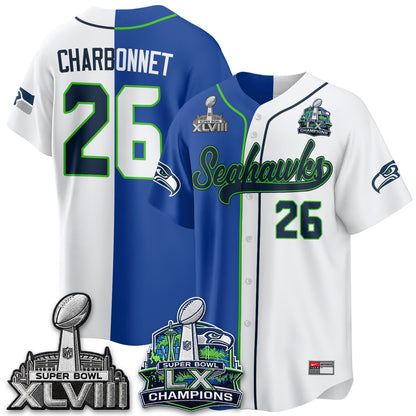 Seattle Seahawks S.Bowl Champs Split Baseball Vapor Jersey V1- Stitched