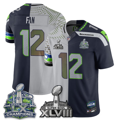 Seattle Seahawks S.Bowl Champs Split Edition Vapor Jersey - Stitch