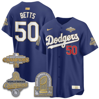 Los Angeles Dodgers 2026 NL West Champs Gold Vapor Jersey- Stitched