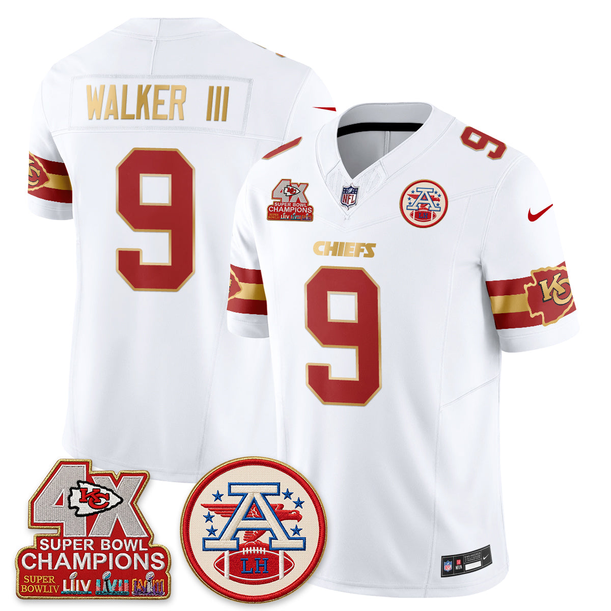 KC 4X Champs Gold Edition Vapor Jersey - Stitched