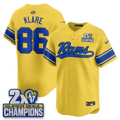 Los Angeles Rams 2X Champs Rivalries Baseball Vapor Jersey - Stitched