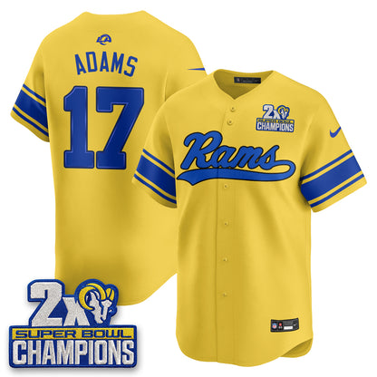 Los Angeles Rams 2X Champs Rivalries Baseball Vapor Jersey - Stitched