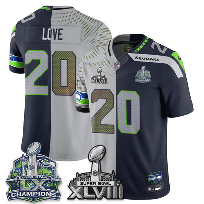Seattle Seahawks S.Bowl Champs Split Edition Vapor Jersey - Stitch