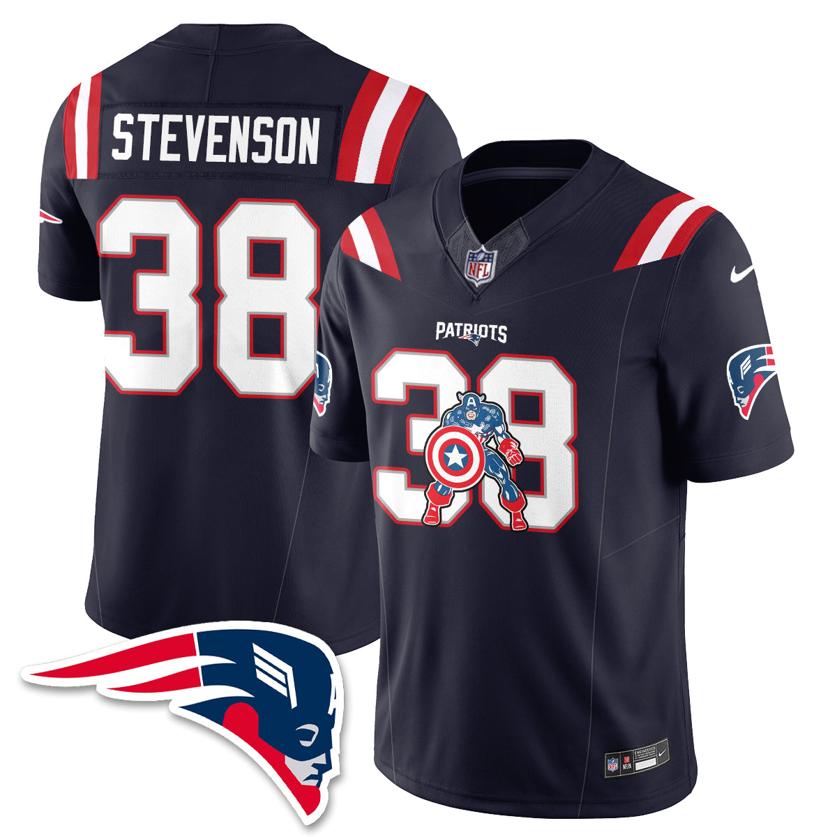 New England Patriots x Vibranium Shield Edition Vapor Jersey - Stitched