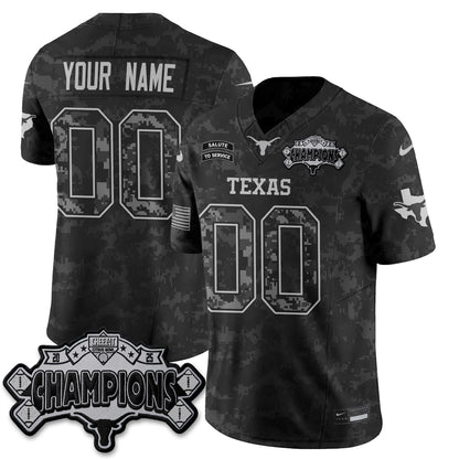 Texas Longhorns 2026 Salute to Service Vapor Custom Jersey - Stitched