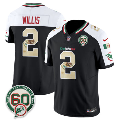Miami Dolphins Mexico Edition Vapor Jersey - Stitched