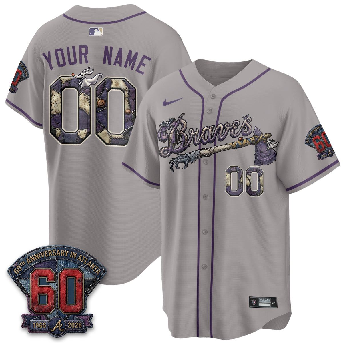 Atlanta Braves Nightmare Edition Vapor Custom Jersey - Stitched