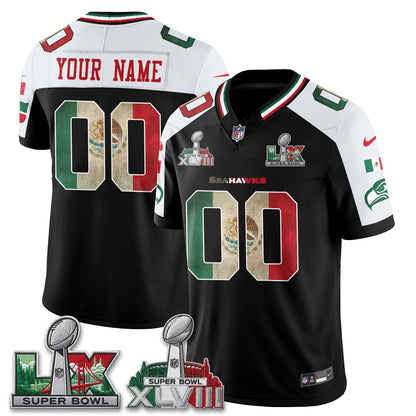 Seattle Seahawks Mexico Edition Vapor Custom Jersey V1- Stitch