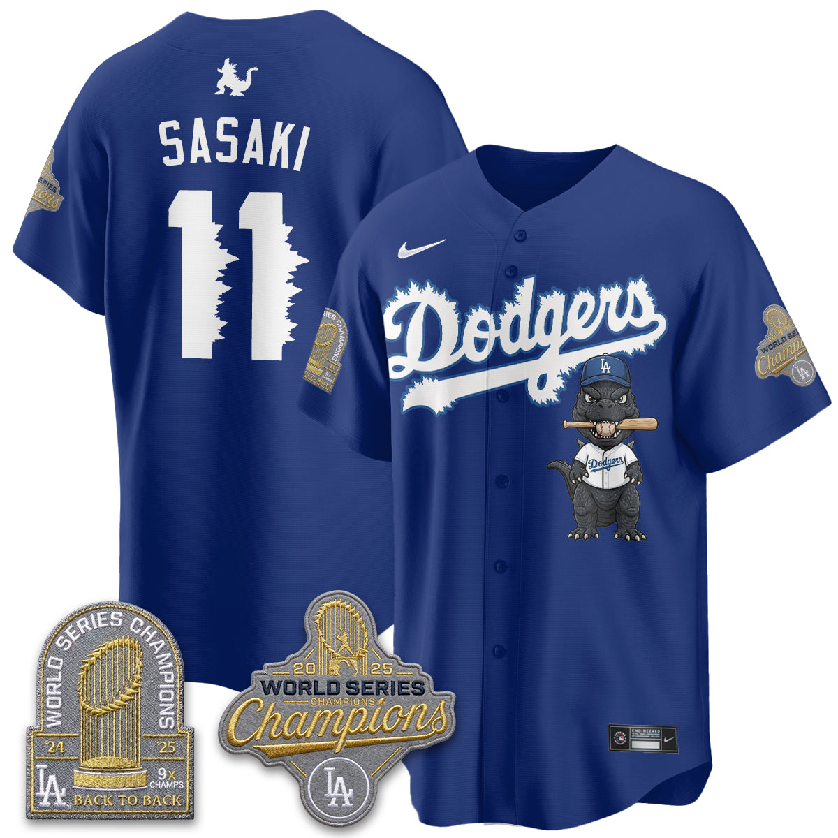 Los Angeles Dodgers x Godzilla Vapor Jersey- Stitched