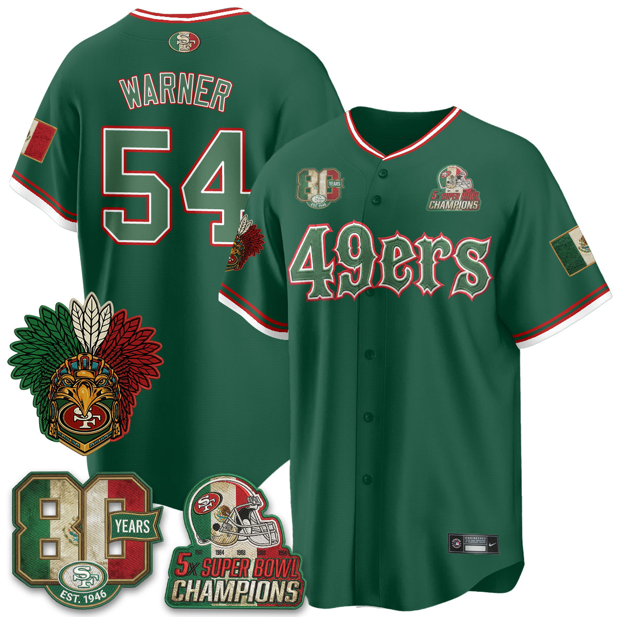San Francisco 49ers Mexico Edition Baseball Vapor Jersey - Stitched