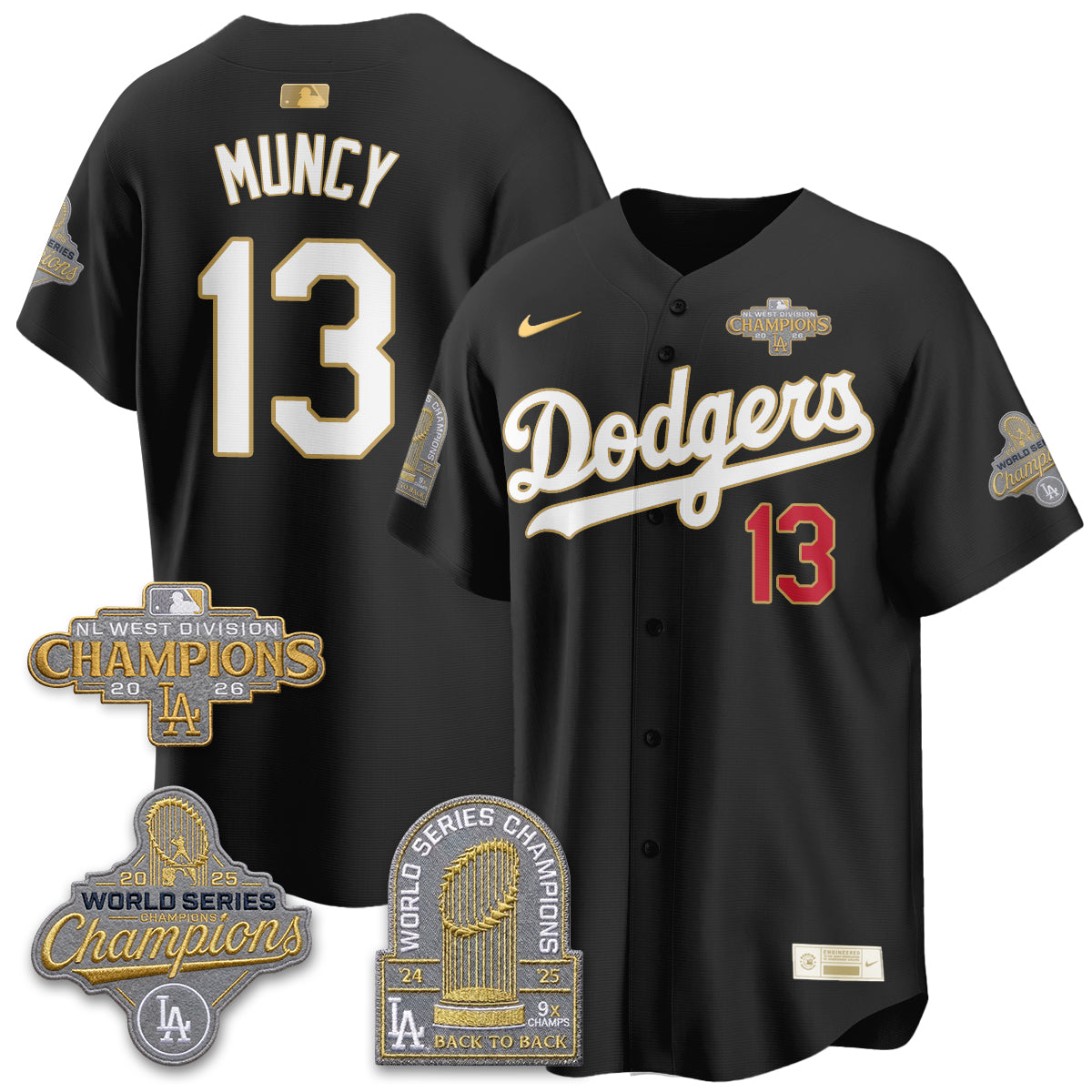 Los Angeles Dodgers 2026 NL West Champs Gold Vapor Jersey- Stitched