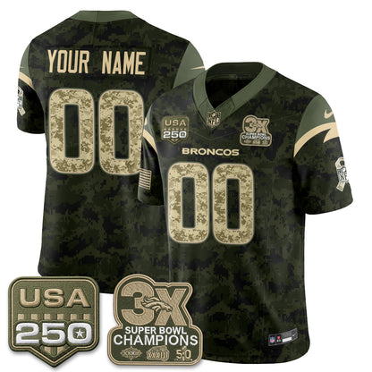 Denver Broncos 2026 Salute to Service Edition Vapor Custom Jersey - Stitched