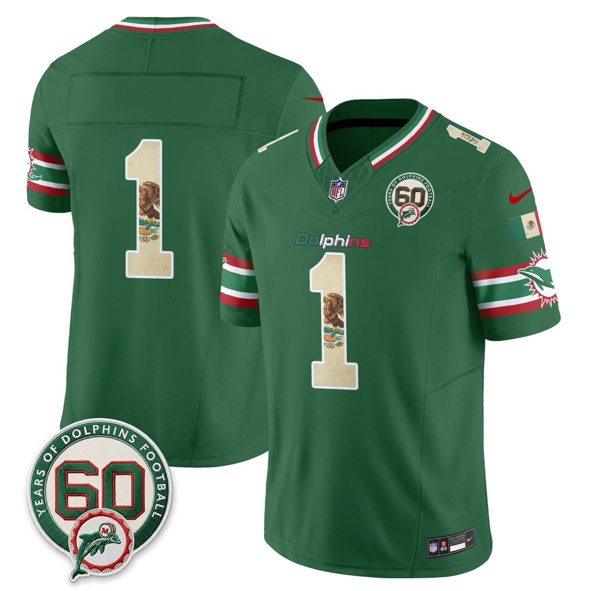 Miami Dolphins Mexico Edition Vapor Jersey - Stitched