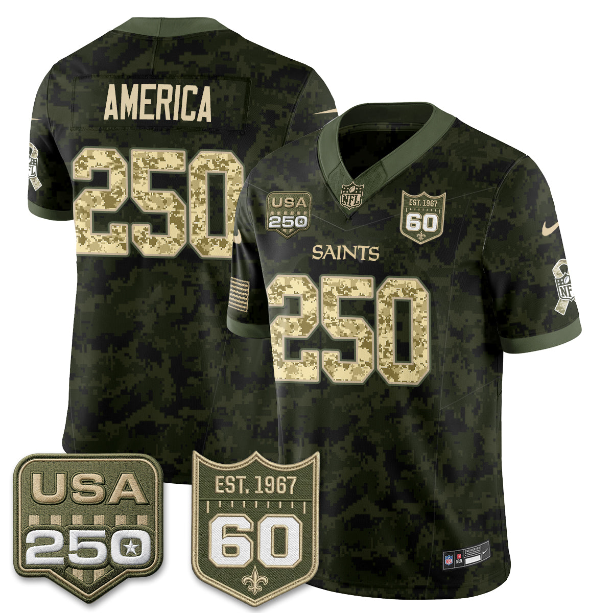 New Orleans Saints 2026 Salute to Service Vapor Jersey - Stitched
