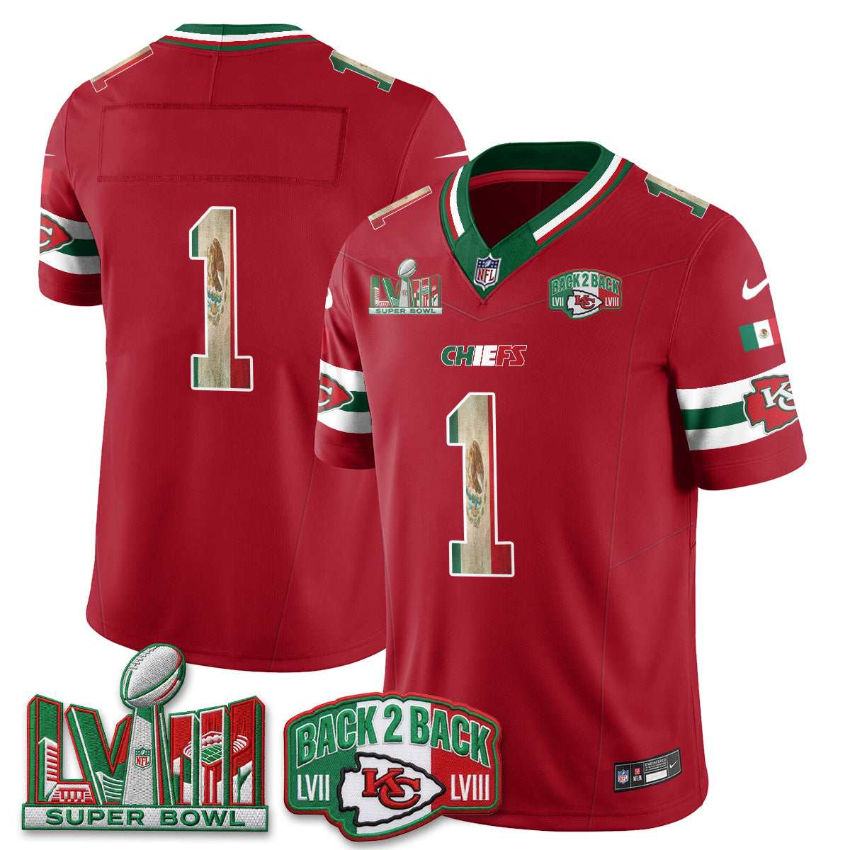Kansas City Chiefs Mexico Edition Vapor Jersey - Stitched