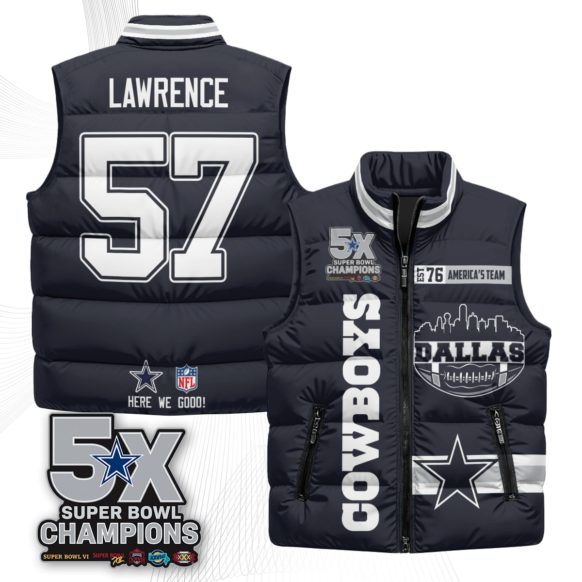 DAL "America's Team" Puffer Vest - Printed