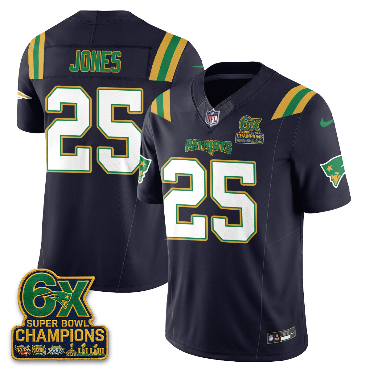New England Patriots Irish Edition Vapor Jersey - Stitched