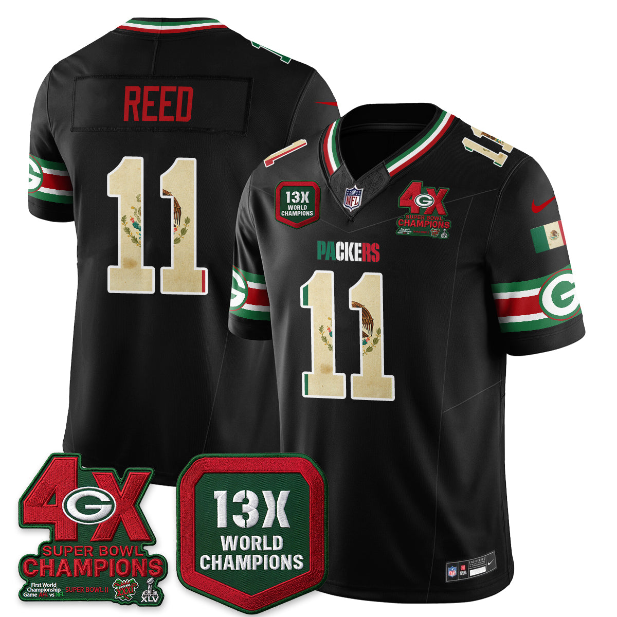 Green Bay Packers Mexico Edition Vapor Jersey - Stitched
