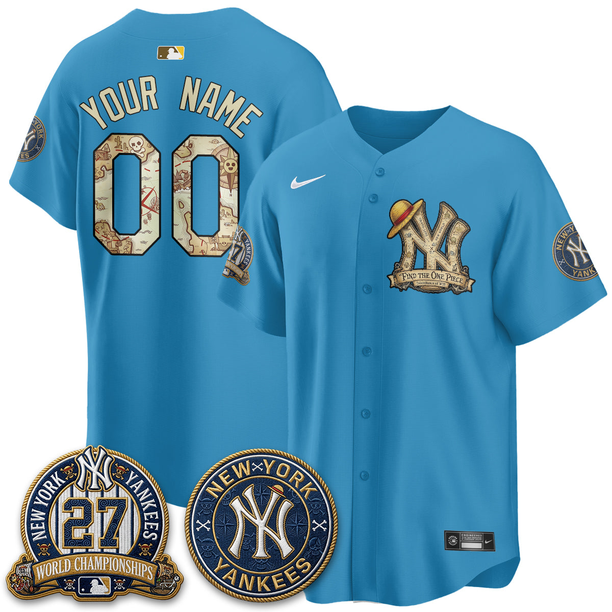 New York Yankees x OP Japanese Cartoon Limited Custom Jersey -  Stitched