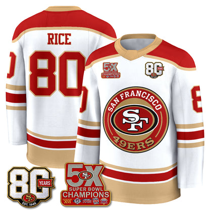 San Francisco 49ers 4X Champs Hockey Jersey - Stitched