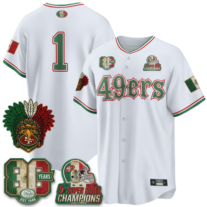 San Francisco 49ers Mexico Edition Baseball Vapor Jersey - Stitched