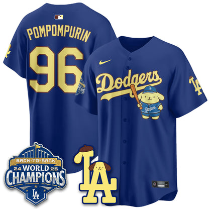 Los Angeles Dodgers Pompompurin Edition Vapor Jersey - Stitched