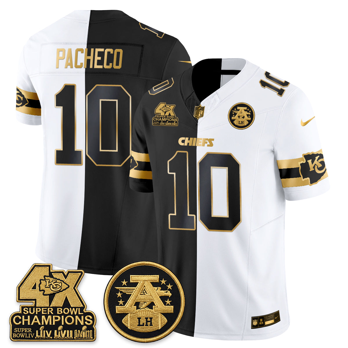 KC 4X Champs Gold Edition Vapor Jersey - Stitched
