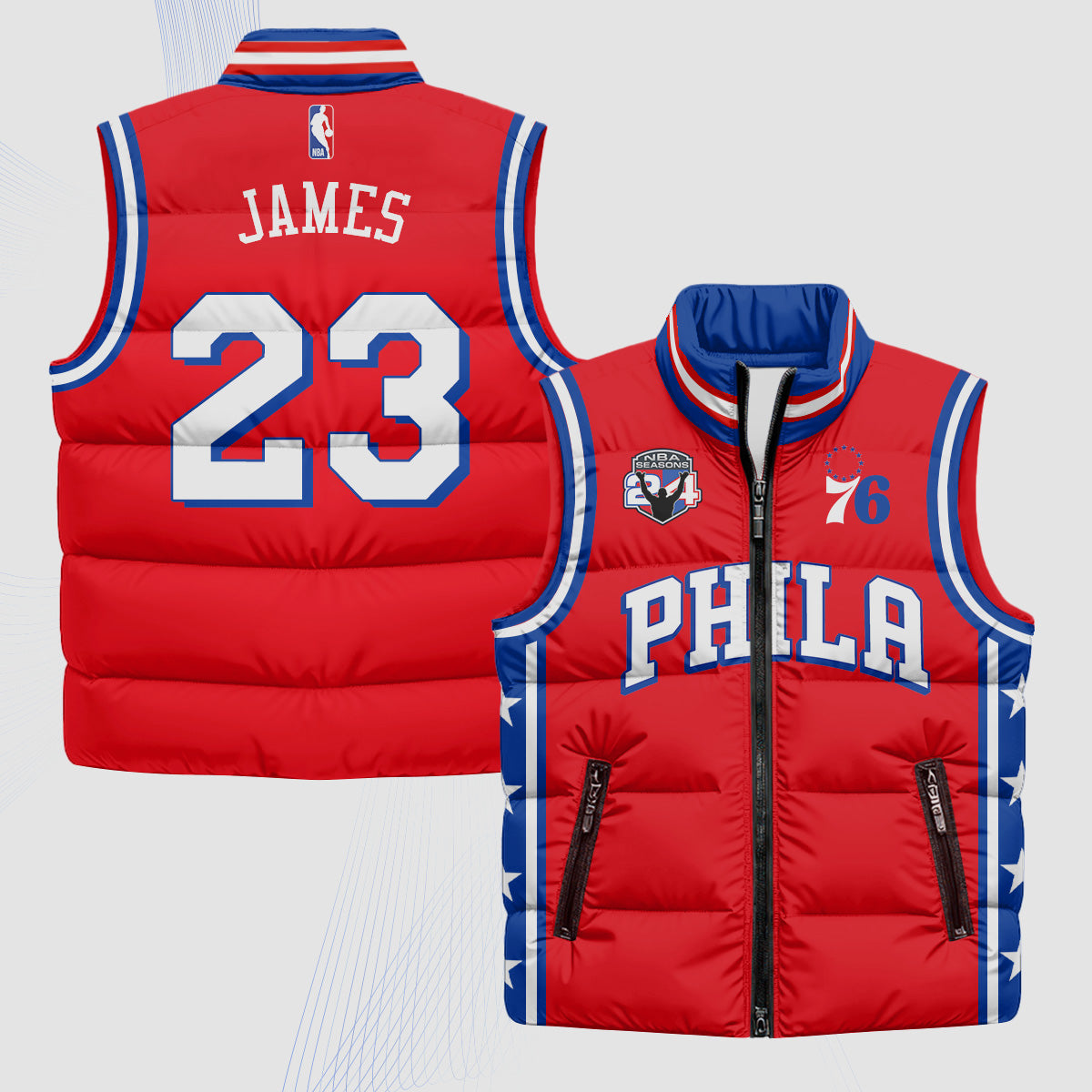 PHI Superteam 24th Season Patch Puffer Vest - Printed
