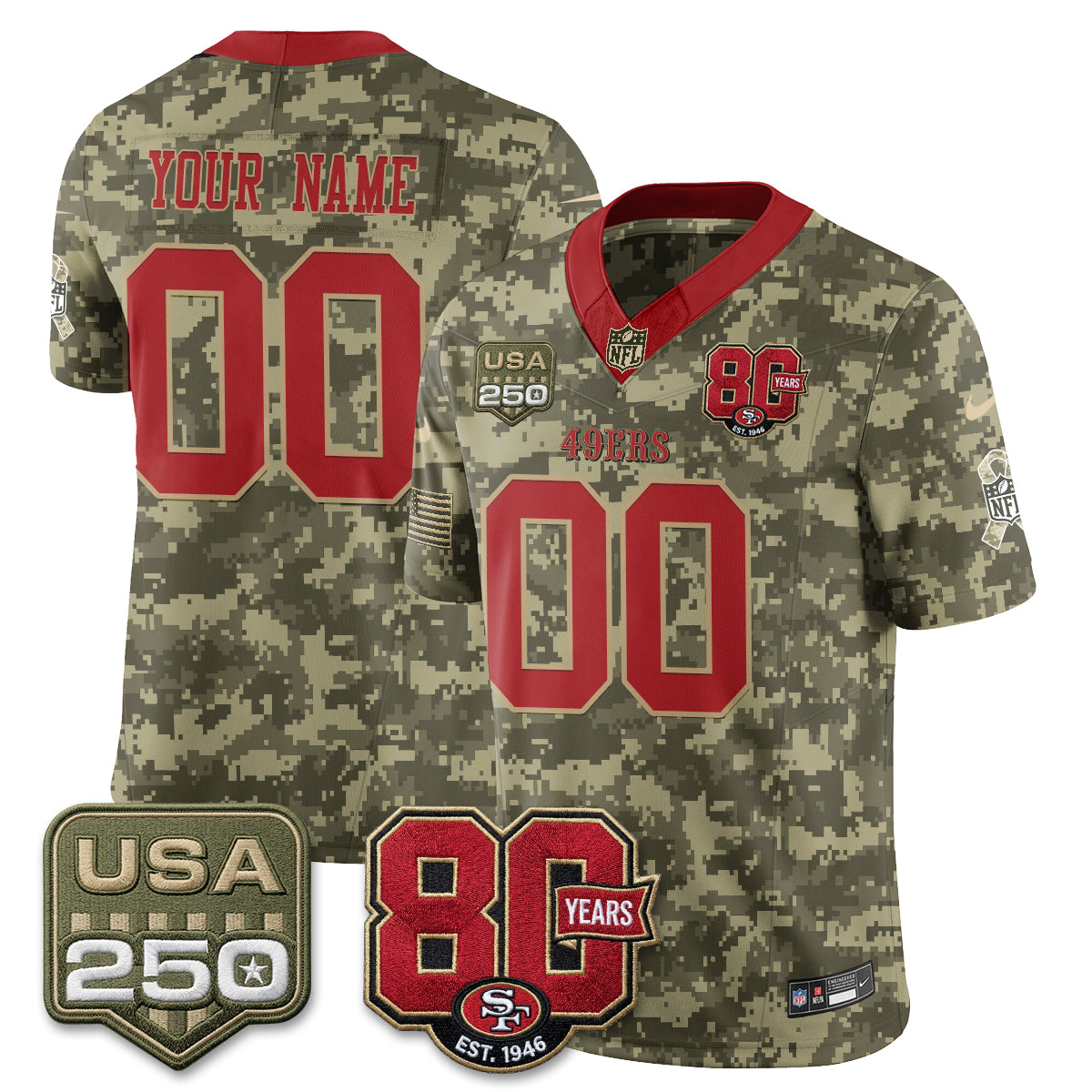 SF 2026 Salute to Service Edition Vapor Custom Jersey - Stitched
