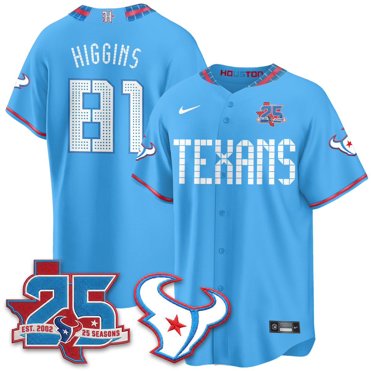 Houston Texans 2026 Rivalries Baseball Vapor Jersey - Stitched