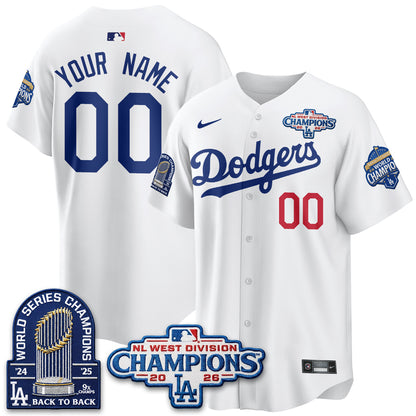 Los Angeles Dodgers 2026 NL West Champs Vapor Custom Jersey- Stitched