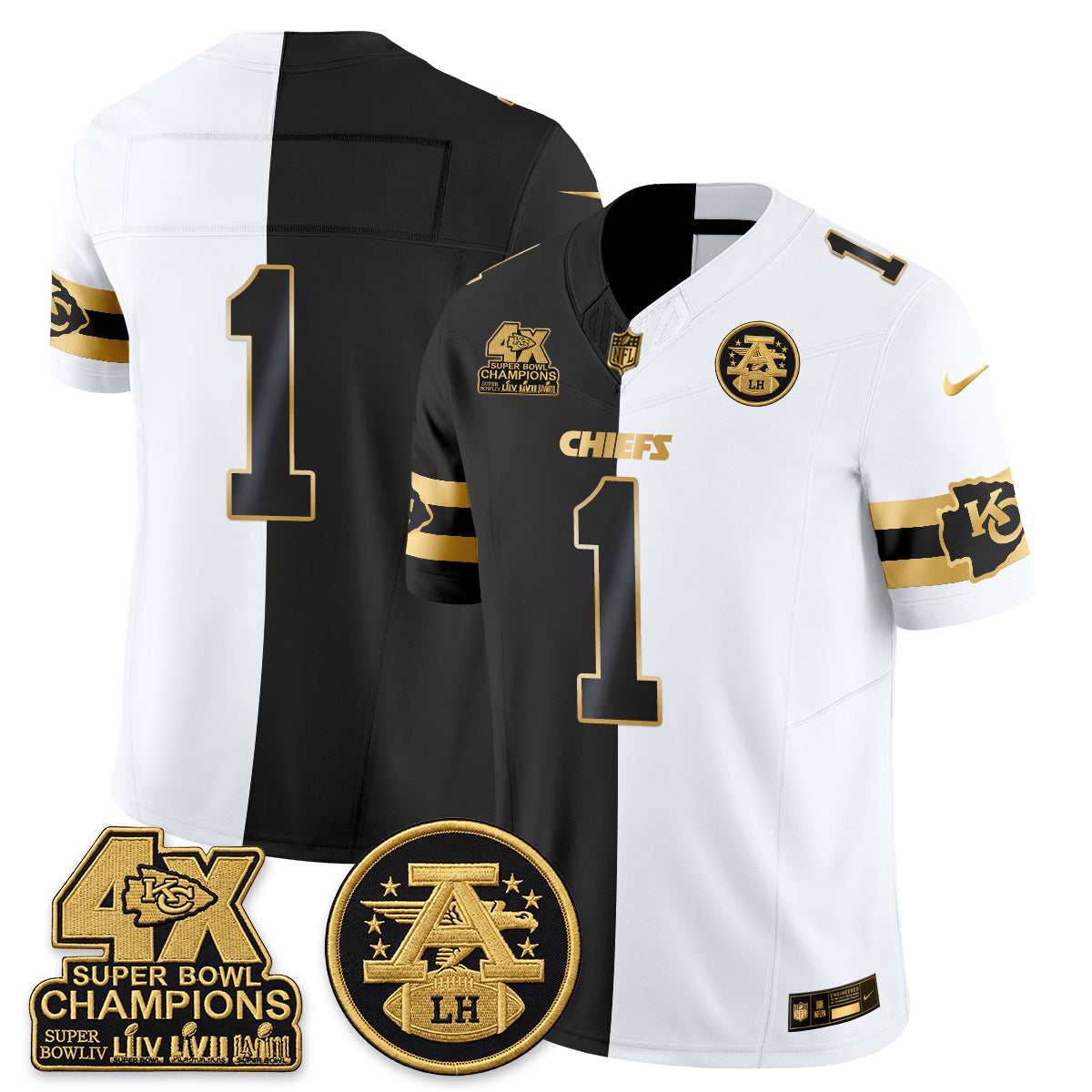 KC 4X Champs Gold Edition Vapor Jersey - Stitched