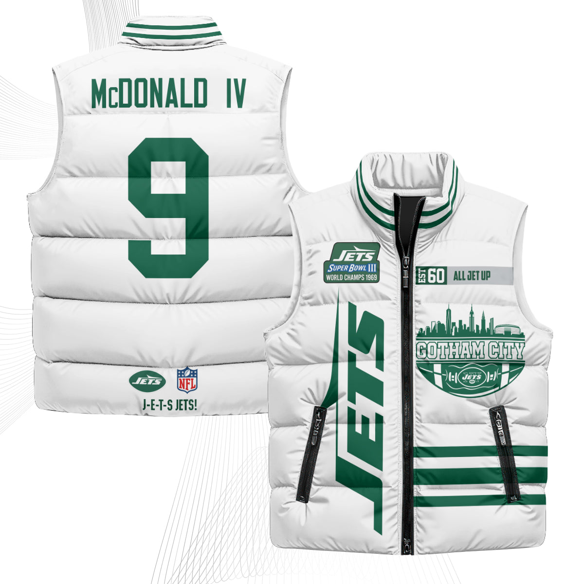 NYJ Gotham City Puffer Vest - Printed