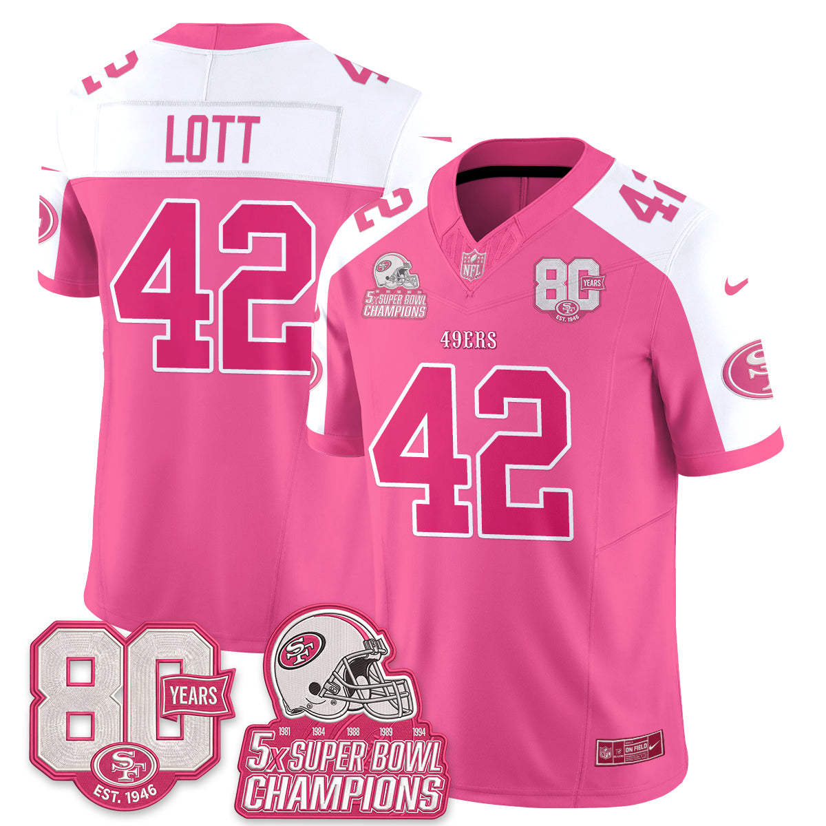 San Francisco 49ers Pink Edition Vapor Jersey - Stitched