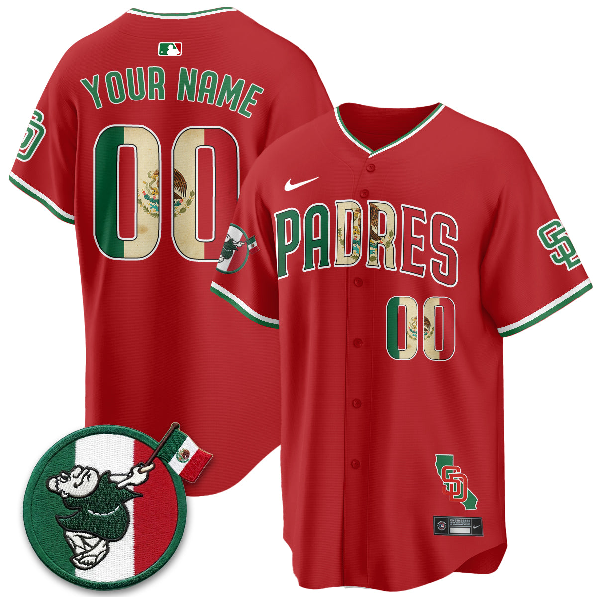 San Diego Padres Mexico Style Vapor Custom Jersey - Stitched