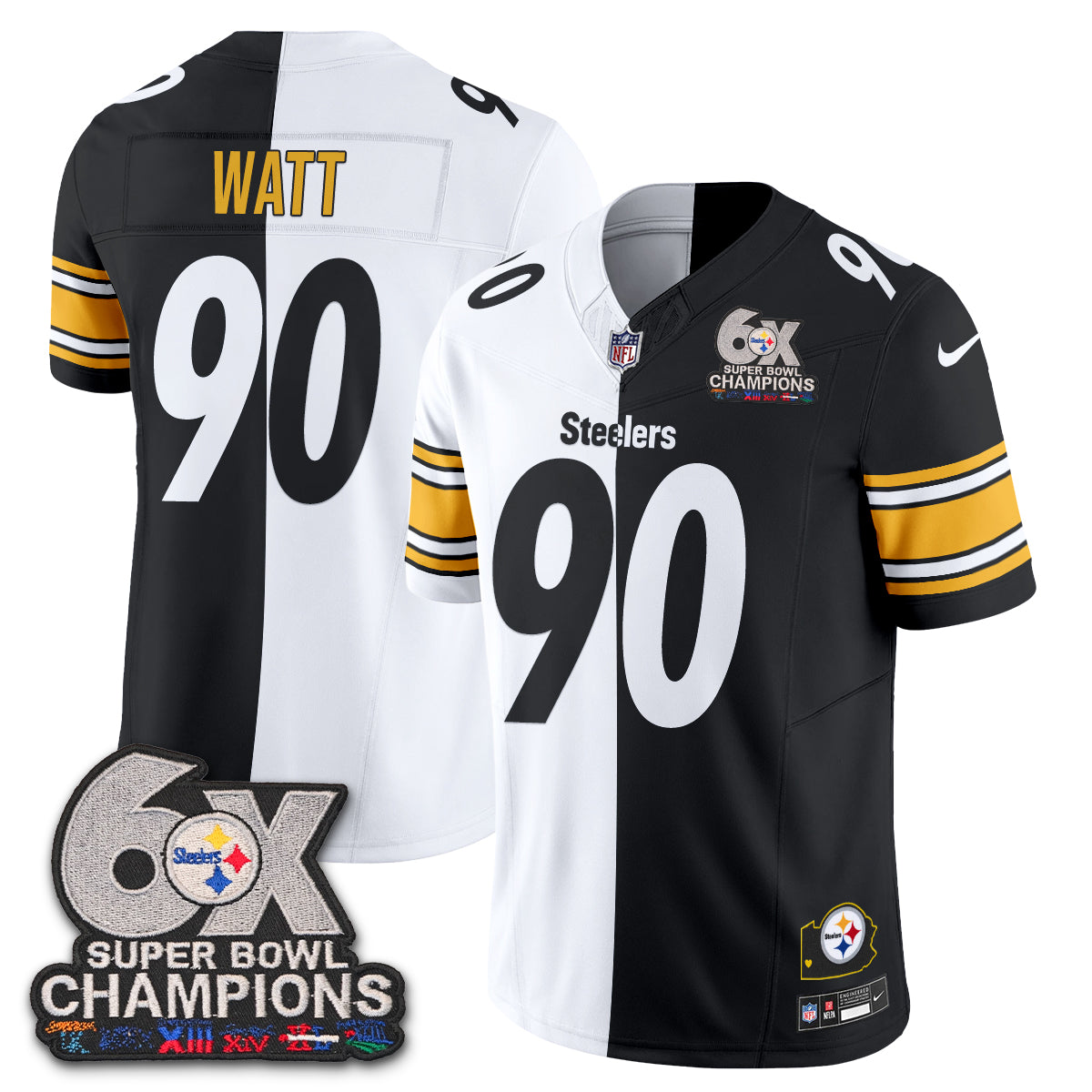 Pittsburgh Steelers 6x SBowl Split Edition Vapor Jersey - Stitched